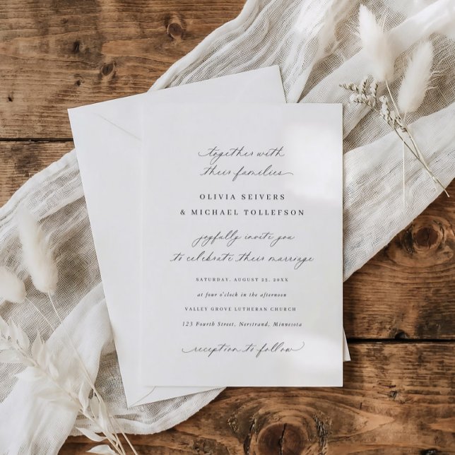 Invitación Classic Elegant Calligraphy Traditional Wedding (Elegant calligraphy traditional classic wedding invitations for a high end luxury look)