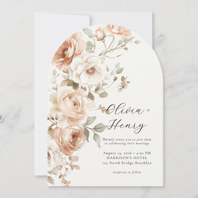 Invitación Classic Elegant Floral Arch Wedding Invitation (Anverso)