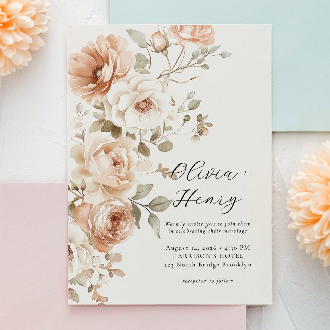 Invitación Classic Elegant Floral Wedding Invitation (Subido por el creador)