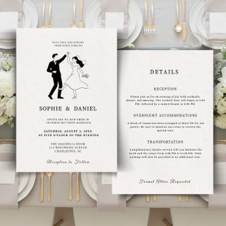 Invitación Classic Elegant Minimalist Hand Drawn Line Details