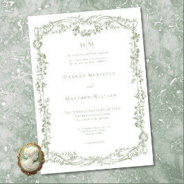 Invitación Classic Elegant Sage Delicate Floral Frame Wedding