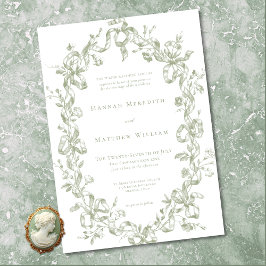 Invitación Classic Elegant Sage Oval Ribbon Frame Wedding