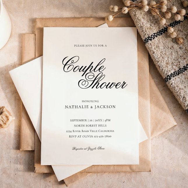Invitación Classic Elegant Script Couple Shower Invitation (Subido por el creador)