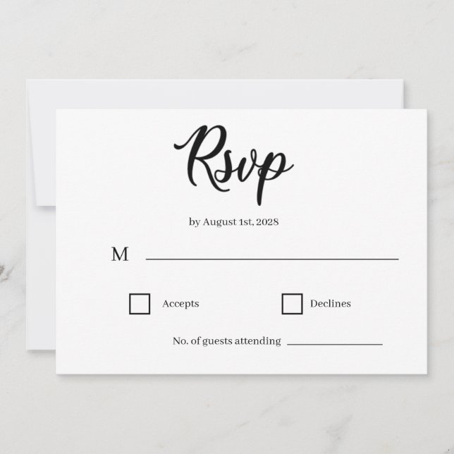Invitación Classic Elegant Script Wedding RSVP Card (Anverso)