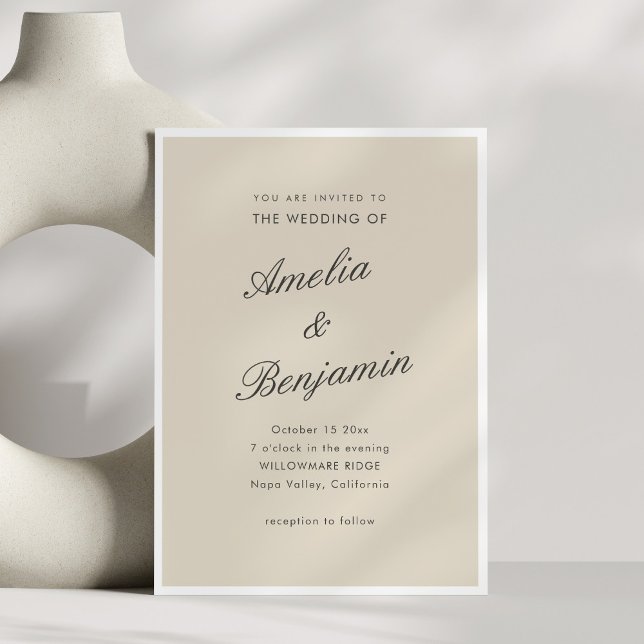 Invitación Classic Elegant Taupe Script Couple Names Wedding (Subido por el creador)