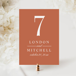 Invitación Classic Elegant Terracotta Wedding Table Number