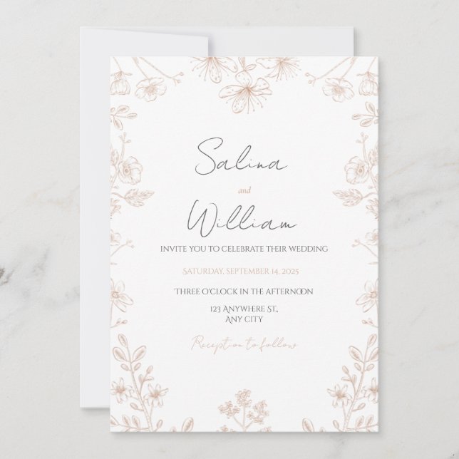 Invitación Classic Elegant Wedding Invitation | Timeless  (Anverso)