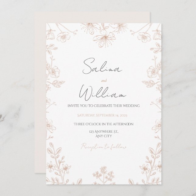 Invitación Classic Elegant Wedding Invitation | Timeless  (Anverso / Reverso)