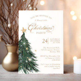 Invitación Classic Evergreen Gold Christmas Party Invitation