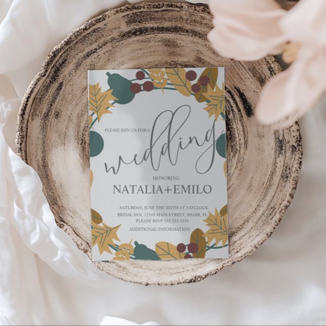 Invitación Classic Fall Wedding Wreath  (Subido por el creador)