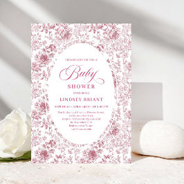 Invitación Classic Floral Toile Roses Baby Shower Invitation