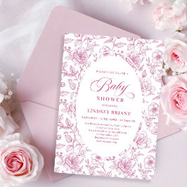 Invitación Classic Floral Toile Roses Baby Shower Invitation