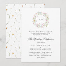 Classic Floral Wreath Monogram Surname Wedding