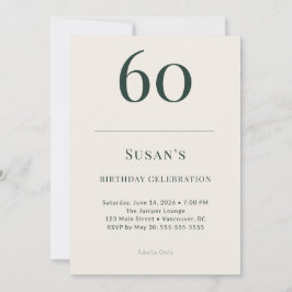 Invitación Classic Forest & Linen 60th Birthday Celebration