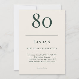 Invitación Classic Forest & Linen 80th Birthday Celebration