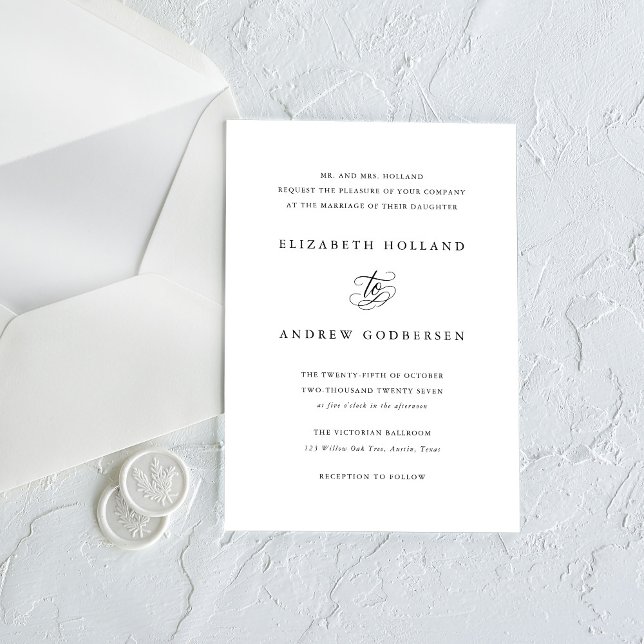 Invitación Classic Formal Black and White Wedding Invitation (Subido por el creador)