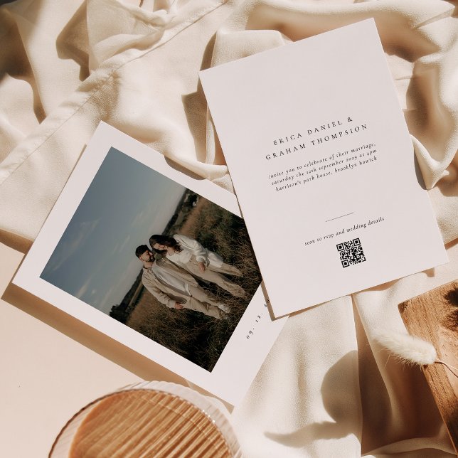 Invitación Classic Formal QR Code Wedding Photo Invitation (Subido por el creador)