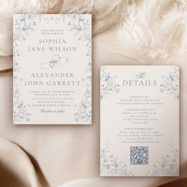 Invitación Classic French Chinoiserie All in One Wedding (Subido por el creador)