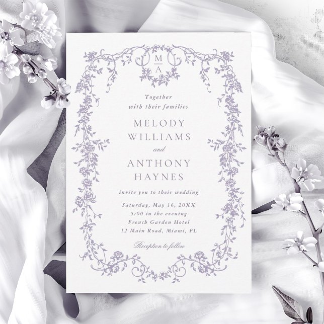 Invitación Classic French Victorian Lavender Floral Wedding (Subido por el creador)