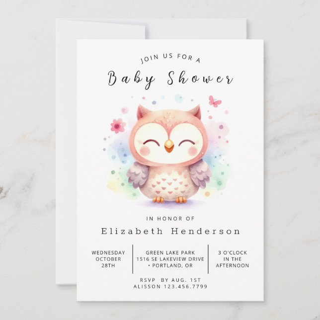 Invitación Classic Fun Owl Baby Shower (Anverso)