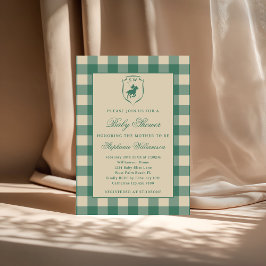 Invitación Classic Gingham Plaid Polo Equestrian Baby Shower