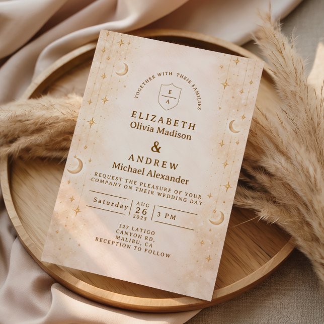 Invitación Classic Gold Moonlight Wedding (Subido por el creador)