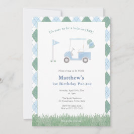 Invitación Classic Golf Pattern 1st Birthday Par-tee Party