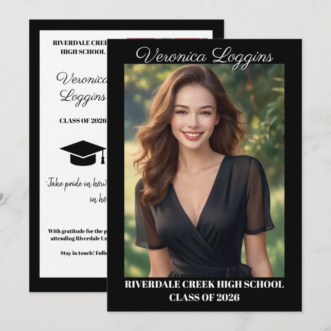 Invitación Classic Graduation Announcement Photo Cards (Anverso / Reverso)