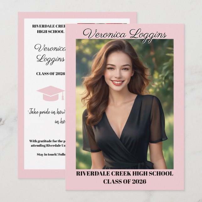 Invitación Classic Graduation Announcement Photo Cards (Anverso / Reverso)