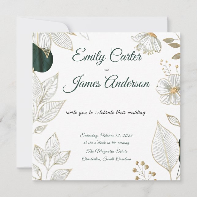 Invitación Classic Green Botanical Wedding Stationery (Anverso)