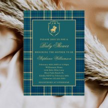 Classic Green Plaid Polo Equestrium Baby Shower