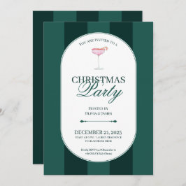 Invitación Classic green stripe Christmas Invitation