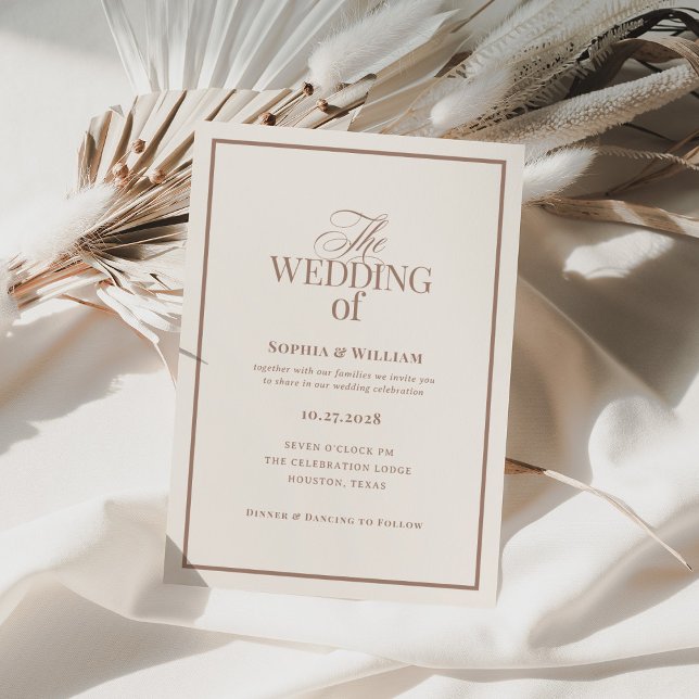 Invitación Classic Ivory and Taupe | Luxe Neutral Wedding (Subido por el creador)