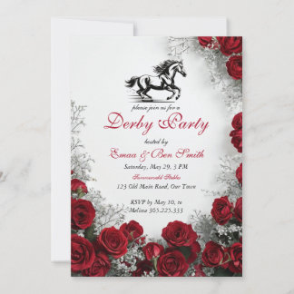 Invitación Classic Kentucky Derby Party Invitation Red Roses 