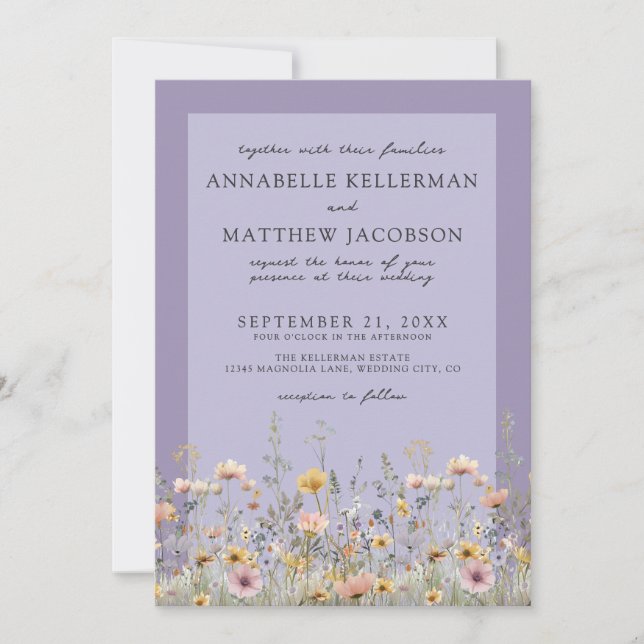 Invitación Classic Lavender Wildflower Floral Wedding (Anverso)