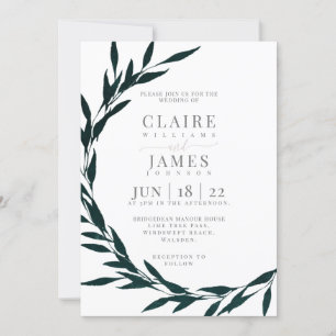 Invitación Classic Leaves drama de ensueño EMERALD GREEN, Inv