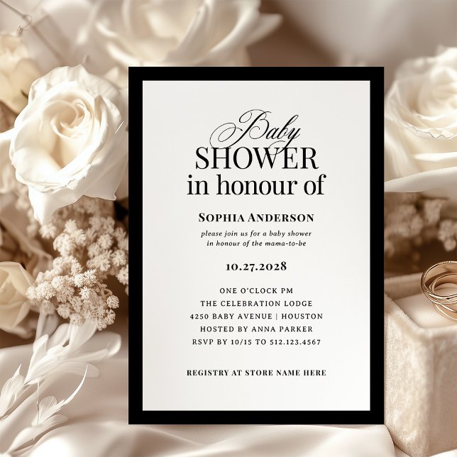 Invitación Classic Luxe | BABY SHOWER de ortografía BRITÁNICA (Subido por el creador)