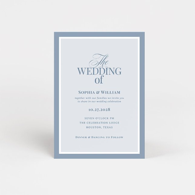 Invitación Classic Luxe | Elegant Dusty Blue Wedding (Subido por el creador)