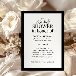 Invitación Classic Luxe | Elegante Baby Shower blanco y negro