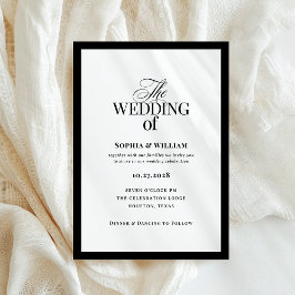 Invitación Classic Luxe | Elegante Boda blanco y negro