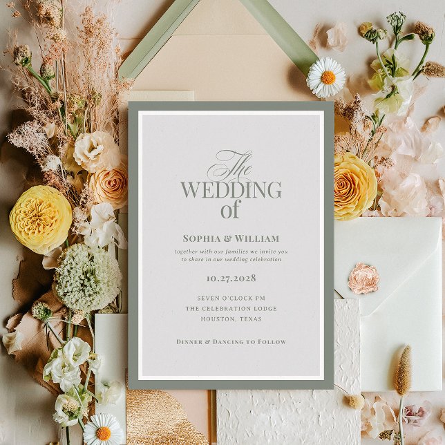 Invitación Classic Luxe | Elegante Boda Sage Green (Subido por el creador)