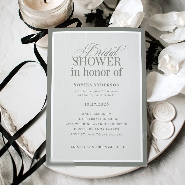 Invitación Classic Luxe | Elegante Sage Green Bridal Shower (Subido por el creador)