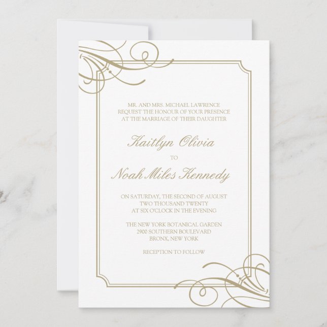 Invitación Classic Luxury Gold Elements y Frame Boda (Anverso)