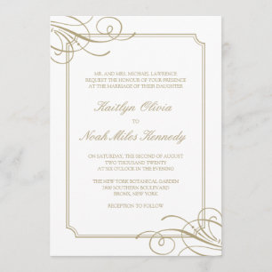 Invitación Classic Luxury Gold Elements y Frame Boda