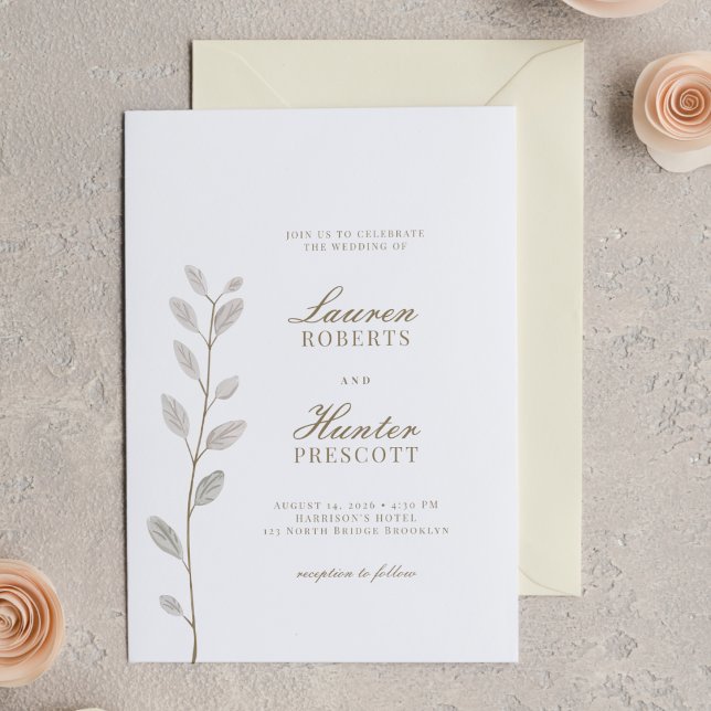 Invitación Classic Minimal Soft Ivory Floral Wedding (Subido por el creador)