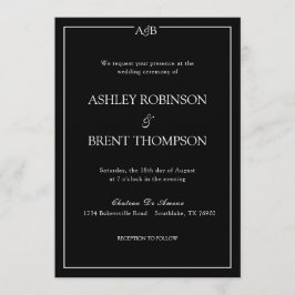 Invitación Classic Minimalist Ampersand Monogram Black White