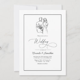 Invitación Classic Minimalist Black and White Wedding