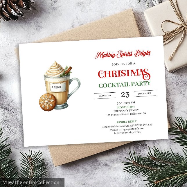 Invitación Classic minimalist christmas cocktails party  (Classic minimalist christmas cocktails party invitation

)
