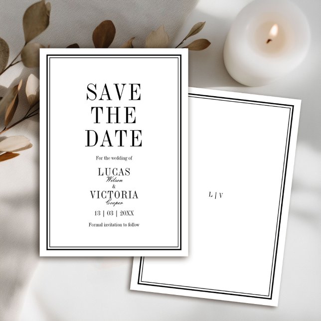 Invitación Classic Minimalist Wedding Save the Date  (Subido por el creador)