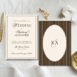 Invitación Classic Monogram Old Money Brown & Ivory Wedding